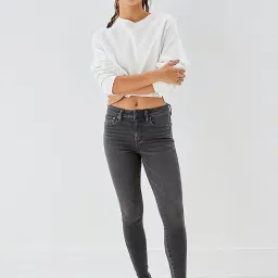 American Eagle Outfitters Grey Cotton Mid Rise Jeans image 1