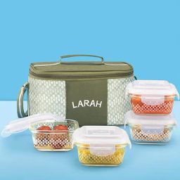 Borosil Green Glass Leak Proof Lunch Box with Bag (320 ml)-picture-4