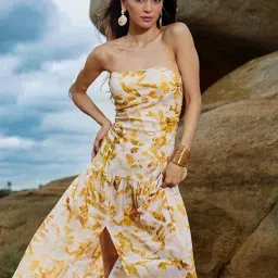 Pinacolada Yellow Regular Fit Printed Dress image 2