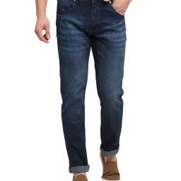 Cantabil Blue Regular Fit Lightly Washed Jeans image 1