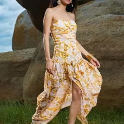 Pinacolada Yellow Regular Fit Printed Dress image 5
