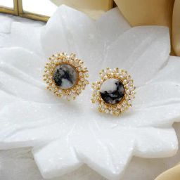 Teejh Roop Grey Druzy Stone Stud Earrings-picture-3