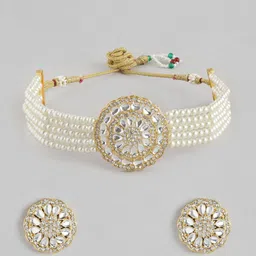 Anouk Gold-Plated AD & Kundan Jewellery Set image 4
