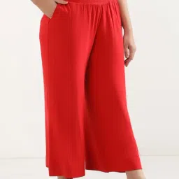 Elleven from Aurelia Red Mid Rise Palazzos image 4