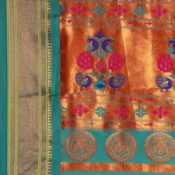Varkala Silk Sarees Hot Pink & Green Woven Saree With Unstitched Blouse image 4