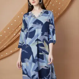 Melange By Lifestyle Blue Regular Fit Printed Kurta-image-81
