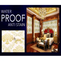 SEKHMET Beige Coloured & White Printed Self Adhesive Wallpaper-image-98