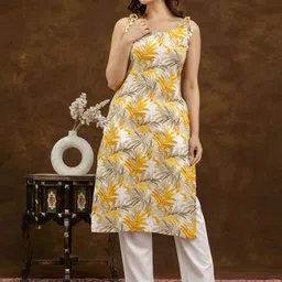 EthniFlair Women Floral Printed Regular Straight Calf Length Kurta-image-42