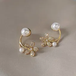 PolluxCraft Gold-Plated Zircon Floral Shaped Korean Studs-picture-34
