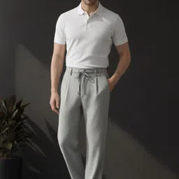 Rigo Men Relaxed Straight Leg Straight Fit Pleated Trousers image 5