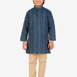 Pro-Ethic Style Developer Kids Blue & Beige Printed Full Sleeves Kurta with Pyjamas-picture-25