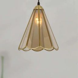 Fos Lighting Gold Brass Conical Stained Glass Ceiling Pendant Hanging Light-picture-36