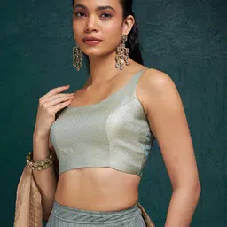 Soch Woven Design Sleeveless Saree Blouse image 5