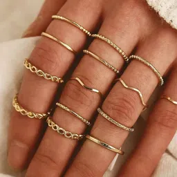 TheVineGirl Set Of 14 Gold-Plated Finger Ring-picture-34