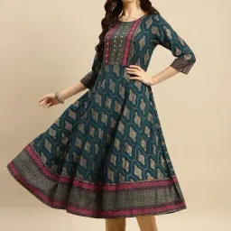Rangita Teal Green Embroidered Anarkali Kurta-picture-11
