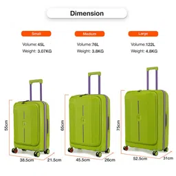 Nasher Miles Alexandria Polypropylene Set of 2 M/L Green Purple Trolley Bags (65-75 cm) image 2