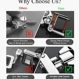 Contacts Heavy Duty Stainless Steel Key Chain Compatible with Hyun-dai Key For Creta Venue i10 Grand i20 Elite Xcent Verna Tucson Elantra Grand i10 Nios | Black image 5