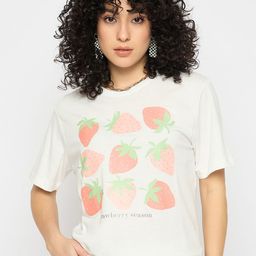 Mast & Harbour Women Graphic Printed Round Neck Pure Cotton T-shirt-picture-32