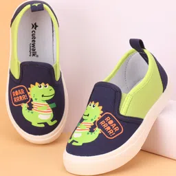 Cute Walk by Babyhug Slip On Casual Shoes Dino Print - Navy Blue & Green-picture-11