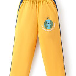Tango Single Jersey Knit Full LengthTrack Pant with Planet Earth Print & Tape Detailing -Yellow-picture-39