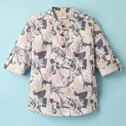 Rikidoos Full Sleeves Abstract Printed Kurta Style Shirt - Multi Colour-picture-23