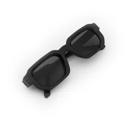 PELLE LUXUR Unisex Grey Lens & Black Rectangle Sunglasses with image 4