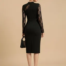 bebe Mock Neck Lace Sheath Bodycon Dress image 5