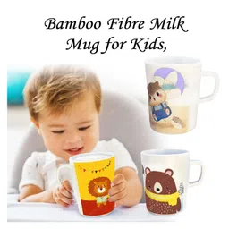 FunBlast Bamboo Fibre Mug with Lid - 350 ml (Color & Design May Vary) image 4
