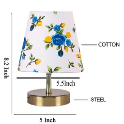 Devansh Multicolor cotton Round Metal Gold Table Lamp image 4