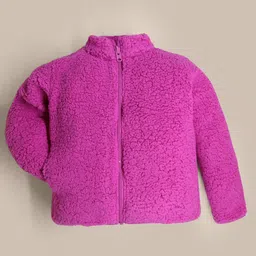 Cherry Crumble By Nitt Hyman Full Sleeves Fur Detailed Zipper Jacket - Magenta image 5