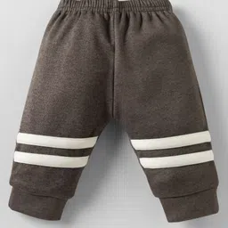 Mom's pet Fleece Knit Animal Face Patch Detailed Heavy Winter Sweatshirt & Jogger Set - Dark Grey image 5