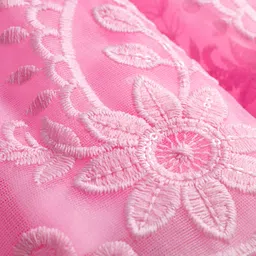 Babyhug Mesh Woven Sleeveless Party Dress With Floral Embroidery & Sequin Detailing - Pink image 5