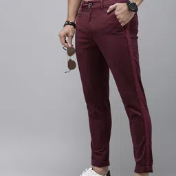 The Roadster Lifestyle Co. Men Solid Slim Fit Casual Trousers With Tape Detail-picture-17