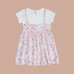 Pantaloons Baby Pink & White Cotton Floral Print Dress image 2