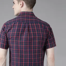 Van Heusen Sport Navy Slim Fit Checks Shirt image 2