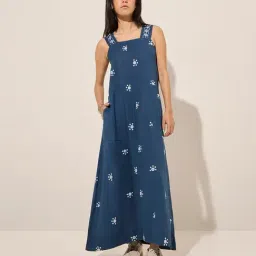 Bombay Paisley by Westside Navy Embroidered Cotton A-Line Dress-picture-36