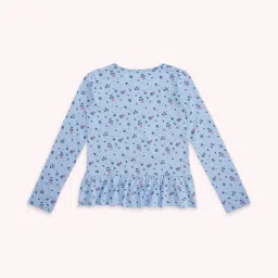 Pantaloons Junior Blue Cotton Floral Print Full Sleeves Top image 2