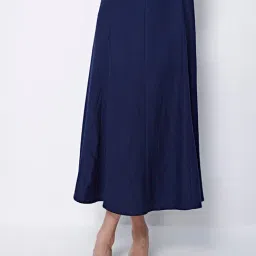 Cover Story Navy Linen Midi Skirt-picture-25