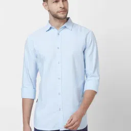 Giordano Blue Cotton Slim Fit Shirt-picture-15