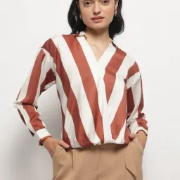 Strong & Brave Rust Polyester Striped Top-picture-20