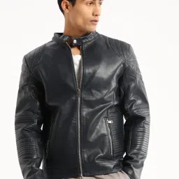 showoffff SHOWOFF Navy Blue Slim Fit Jacket image 2