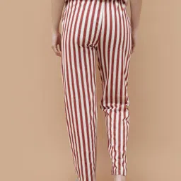 Ginger by Lifestyle Off White Cotton Striped Pants image 2