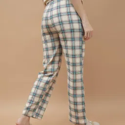 Ginger by Lifestyle Beige Cotton Regular Fit Checks Pyjamas image 2