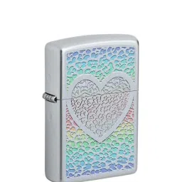 Zippo Chrome Brass Heart Design Windproof Pocket Lighter image 2