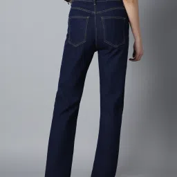 High Star Dark Blue Cotton Straight Fit Mid Rise Jeans image 2