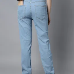 High Star Sky Blue Cotton Straight Fit Mid Rise Jeans image 2