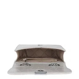 Lino Perros White Textured Medium Sling Handbag image 4