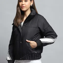 Monte Carlo Women's Black Solid Collar Neck Full Sleeve Jacket image 2