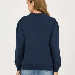 Styli Blue Self Design Sweatshirt image 2