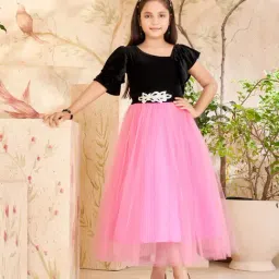 Aarika Girls Black & Pink Solid Gown-image-98